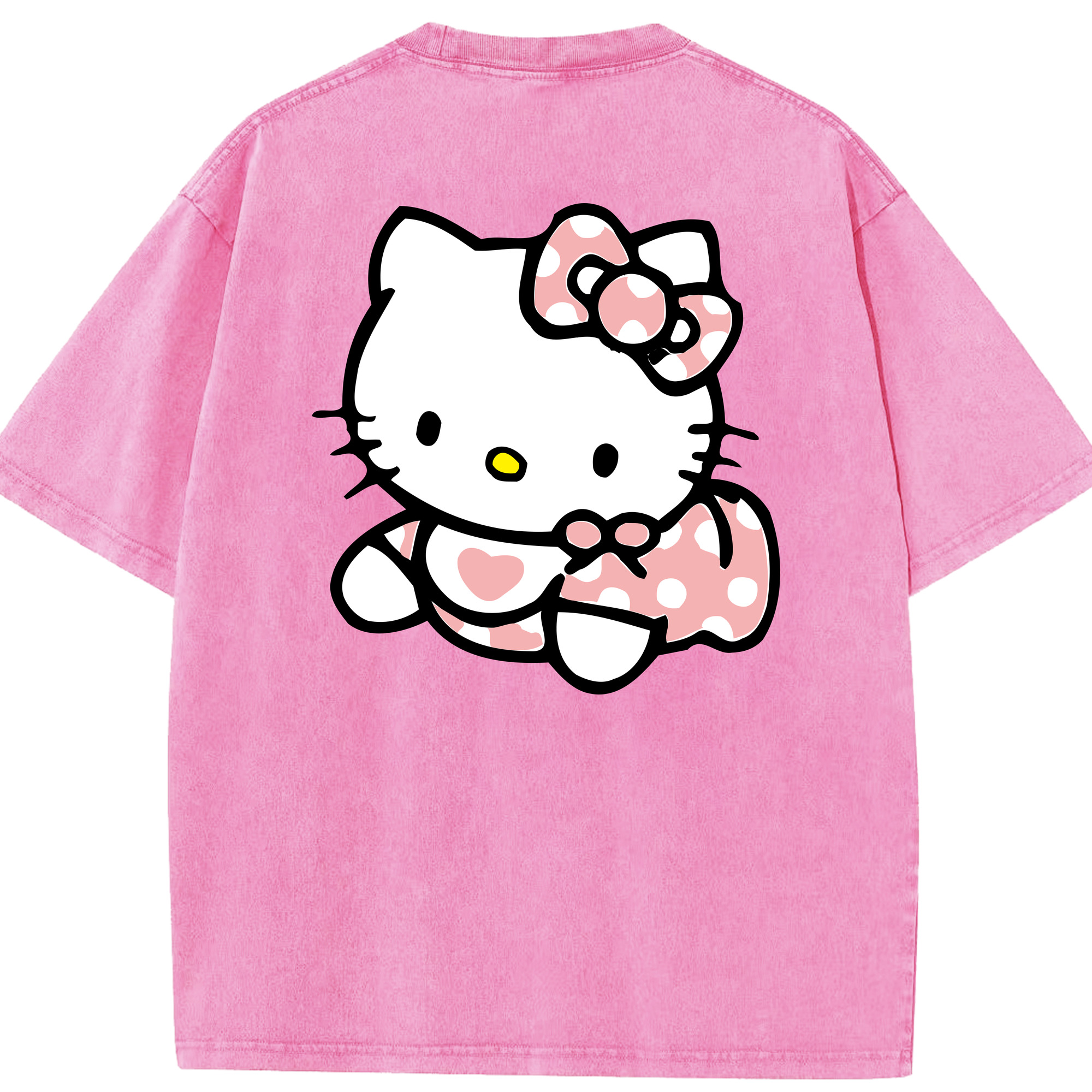 （画像用） Hello Kitty ハローキティ 綿100% ヴィンテージ風 半袖Tシャツ（背面プリント）